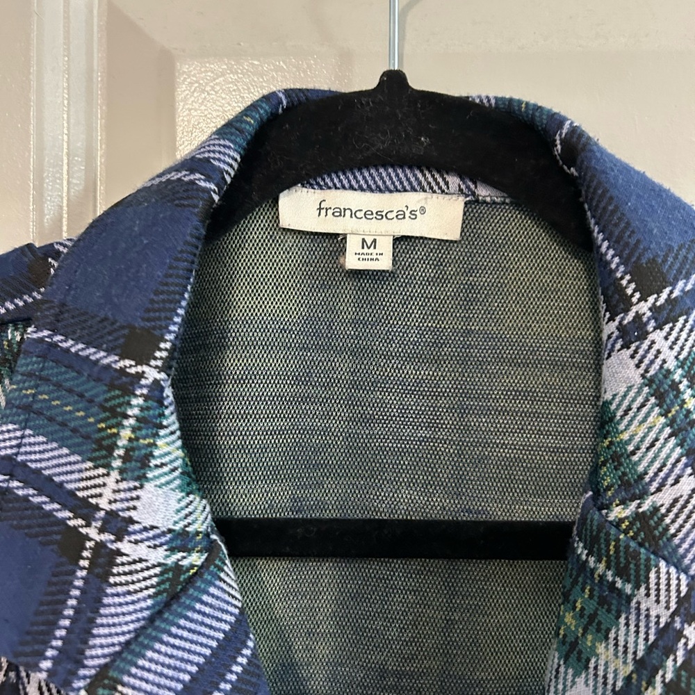 Francesca's Collections Blue Plaid Romper - Picture 2 of 4